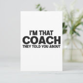 Ich bin der Coach, den sie dir über lustiges Gesch Dankeskarte (Stehend Vorderseite)