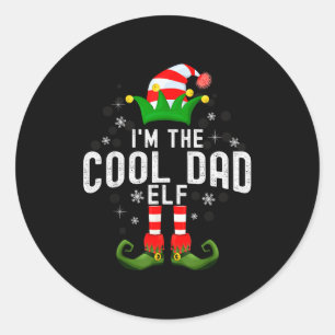 Ich bin der coole Dad-Elf Weihnachtsfamilie Pjs Ko Runder Aufkleber