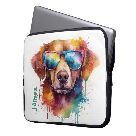 "Ich bin der Coolste Wasserfarbenfrohe Laptop-Sieb Laptopschutzhülle (Vorderseite Links)