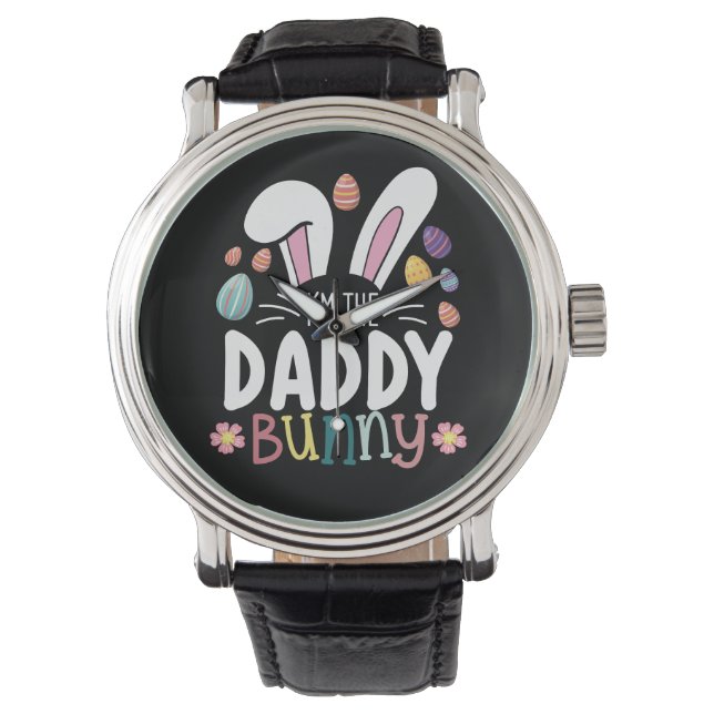 Ich bin der Daddy Vater Bunny Oaster Family Matchi Armbanduhr (Vorderseite)