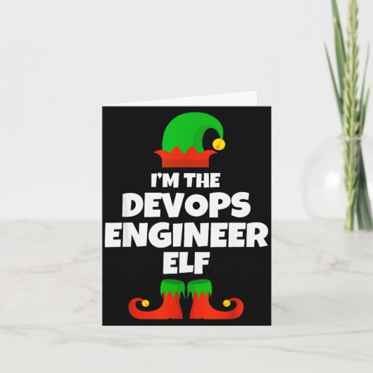 Ich bin der Devops Engineer Elf Familie Pyjama Wei Karte (Vorderseite)