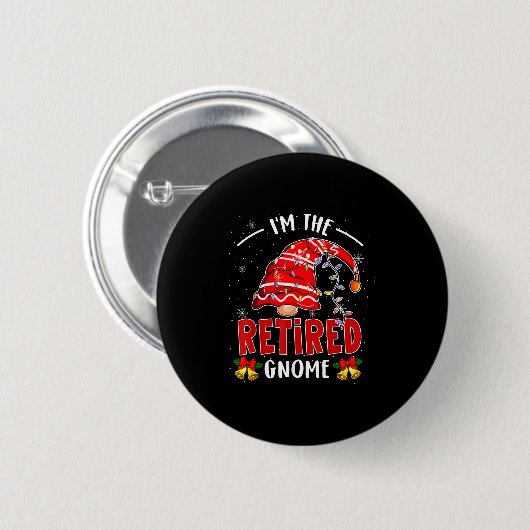 Ich bin der ermüdete Gnome Weihnachts-Ruhestand Gn Button (Vorne & Hinten)