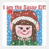 Ich bin der freche Elf-Sticker Quadratischer Aufkleber (Vorderseite)