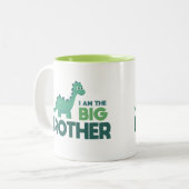 Ich bin der große Bruder blauer Cartoon Dinosaurie Zweifarbige Tasse (Vorderseite Links)