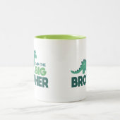 Ich bin der große Bruder blauer Cartoon Dinosaurie Zweifarbige Tasse (Mittel)