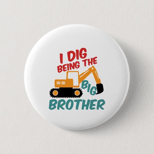 Ich bin der große Bruder Grabfahrer Cartoon Button (Vorderseite)
