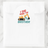 Ich bin der große Bruder Grabfahrer Cartoon Runder Aufkleber (Tasche)