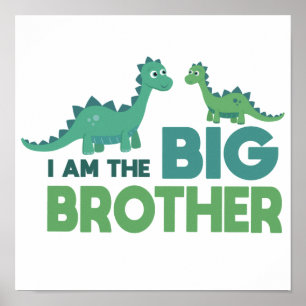 Ich bin der große Bruder Jungs Zimmer Cartoon Dino Poster