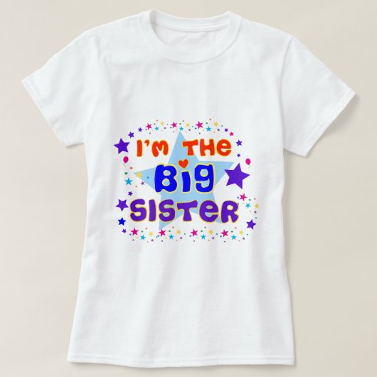 Ich bin der große Schwester-T - Shirt mit Sternen (Design vorne)