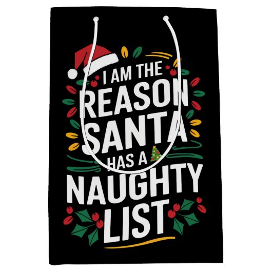 Ich bin der Grund, warum der Weihnachtsmann eine u Mittlere Geschenktüte (Vorderseite)