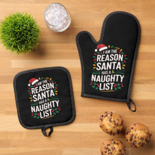 Ich bin der Grund, warum der Weihnachtsmann eine u Ofenhandschuh & Topflappen-Set