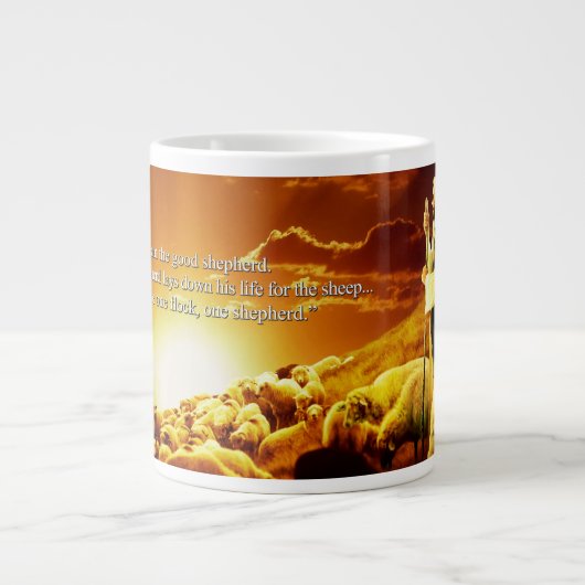 "Ich bin der gute Hirte. John-10:11 Jumbo-Tasse (Vorderseite)