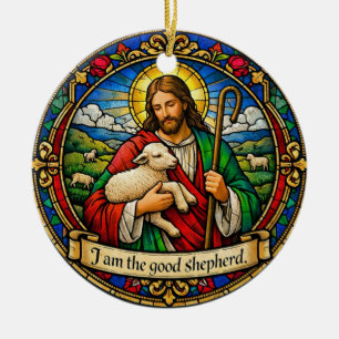 Ich bin der gute Hirte Runde Keramik-Weihnachtsbau Keramik Ornament