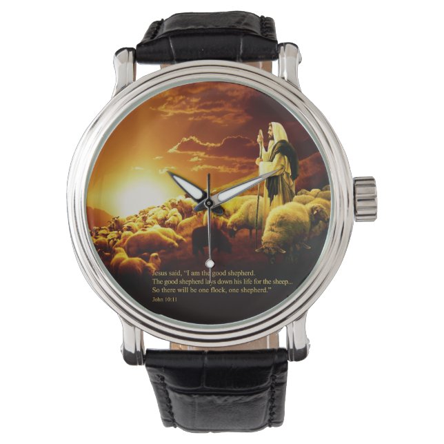 "Ich bin der gute Hirte. Überwachung und Zahlenang Armbanduhr (Vorderseite)