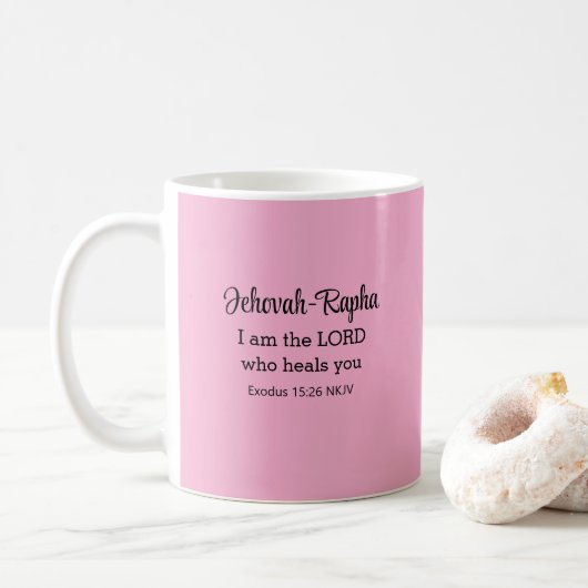 Ich bin der Herr, der dich heilt Verse Light Pink Kaffeetasse (Mit Donut)