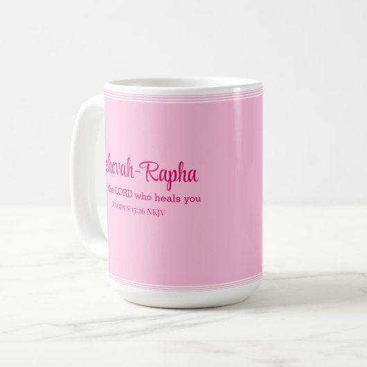 Ich bin der Herr, der dich heilt Verse Light Pink Kaffeetasse (Vorderseite Links)