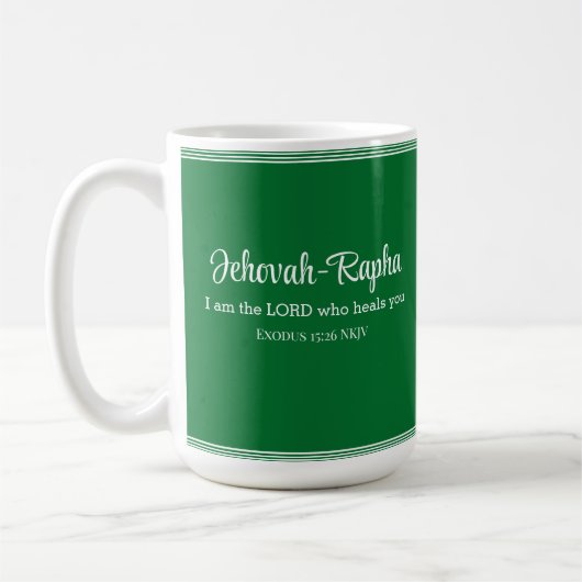 Ich bin der Herr, der dir Bibelverse Grün heilt Kaffeetasse (Links)