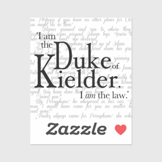 Ich bin der Herzog von Kielder, Aufkleber (Blatt)