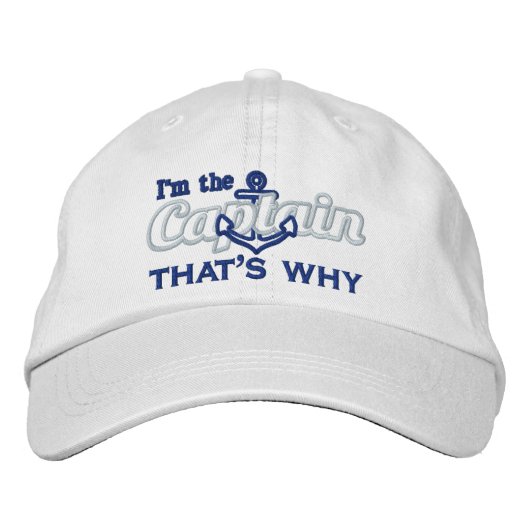 Ich bin der Kapitän, deshalb Humor Bestickte Baseballkappe (Vorderseite)