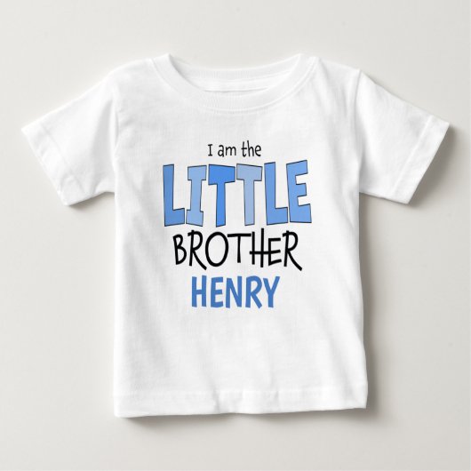 Ich bin der kleine Bruder Whimsical Niedlich Blue Baby T-shirt (Vorderseite)