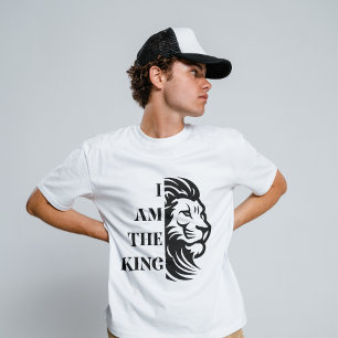 Ich bin der König Coole Löwengesicht-Typografie T-Shirt
