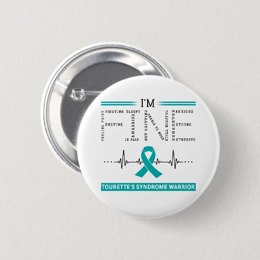 Ich bin der Krieger des Fine Tourette-Syndroms Button (Vorne & Hinten)