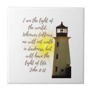 Ich bin der Light John 8:12 mit Light House Fliese