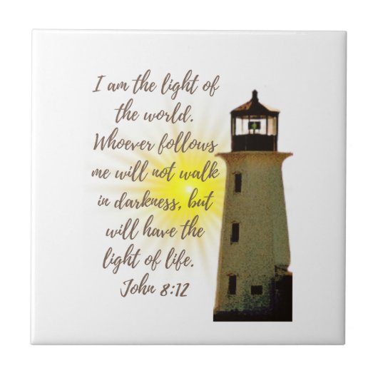 Ich bin der Light John 8:12 mit Light House Fliese (Vorderseite)