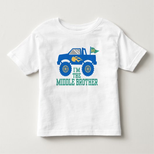Ich bin der Mittelbruder-Monster-LKW Kleinkind T-shirt (Vorderseite)