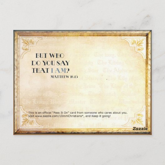 Ich bin der Name der Christlichen Postkarte (Rückseite)