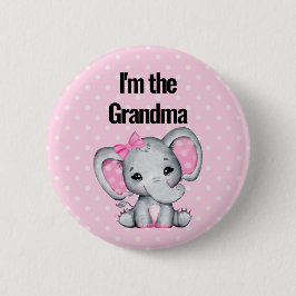Ich bin der Oma Niedlich Pink Baby Elephant Button