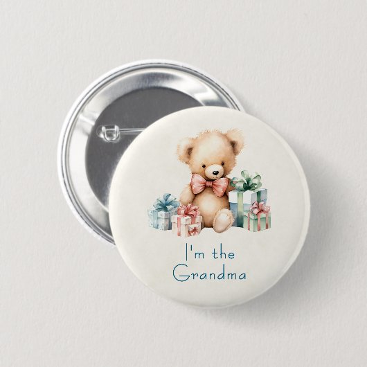 Ich bin der Oma Niedlich Teddy Bär Button (Vorne & Hinten)