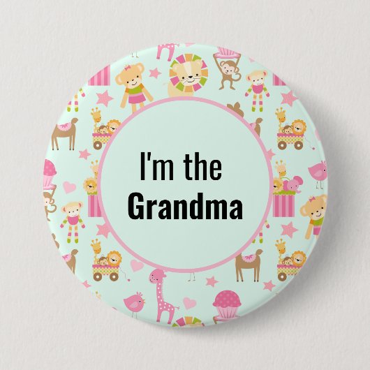 Ich bin der Oma Süße Tier Pattern Button (Vorderseite)