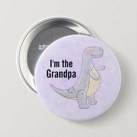 Ich bin der Opa Niedlich prähistorischer Dinosauri Button (Vorne & Hinten)