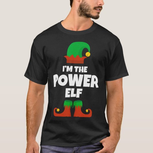 Ich bin der Power Elf Familie Pajama Weihnachtslus T-Shirt (Vorderseite)