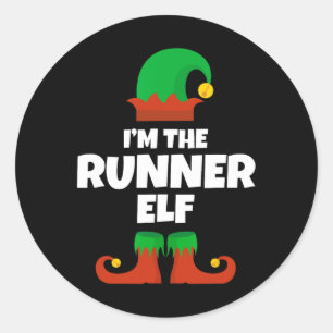 Ich bin der Runner Elf Familie Pajama Weihnachtslu Runder Aufkleber