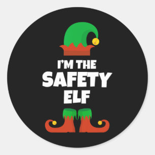 Ich bin der Safety Elf Familie Pajama Weihnachtslu Runder Aufkleber