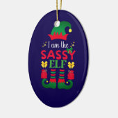 Ich bin der Sassy Elf Keramik Ornament (Links)