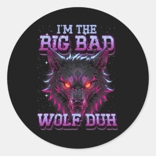 Ich bin der schlechte Wolf Funny letzte Minute Hal Runder Aufkleber
