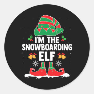 Ich bin der Snowboarder Elf Winter Sports Xmas Elf Runder Aufkleber