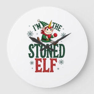Ich bin der stoned Elf Vintage Weihnachten Dabbing Große Wanduhr
