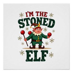 Ich bin der stoned Elf Vintage Weihnachten Dabbing Poster