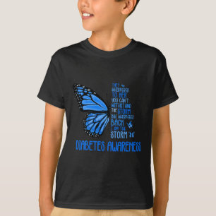 Ich bin der Sturm starke Butterfly Blue T1D Diabet T-Shirt