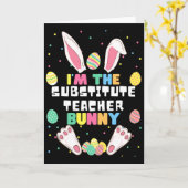 Ich bin der Vertretungslehrer Bunny Lustiger Hase Karte (Gelbe Blume)