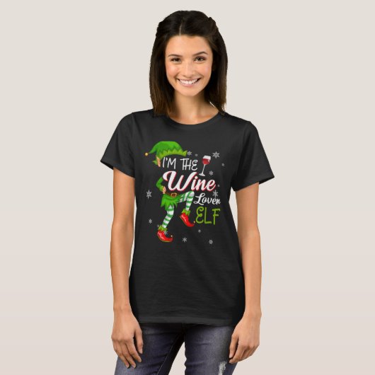 Ich bin der Wein Lover Elf Matching Familie Weihna T-Shirt (Vorne ganz)