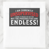 Ich bin derzeit nicht beaufsichtigt rechteckiger aufkleber (Tasche)