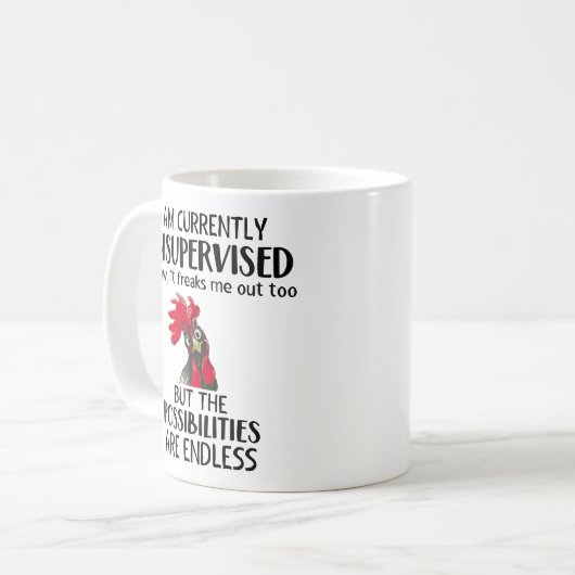 Ich bin derzeit unbeaufsichtigt - Funny Sarcastic Kaffeetasse (Vorderseite Links)