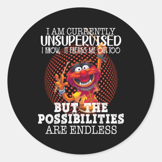 Ich bin derzeit unbeaufsichtigt, ich weiß, dass es runder aufkleber (Vorderseite)