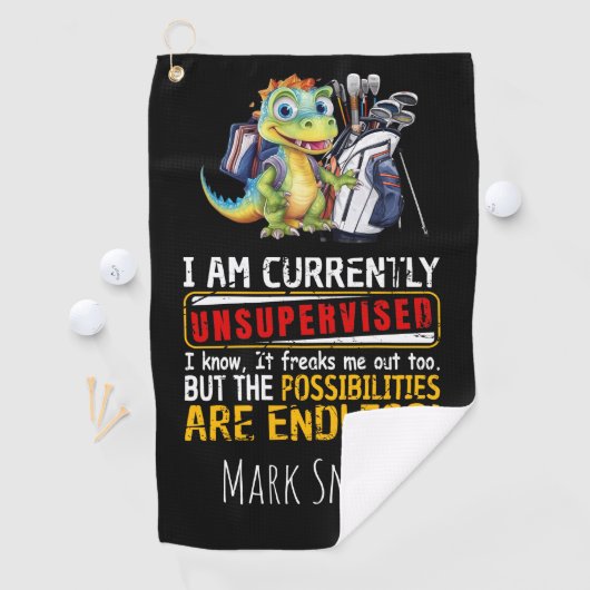 Ich bin derzeit unbeaufsichtigt ich weiß es Dinosa Golfhandtuch (Insitu)