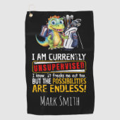 Ich bin derzeit unbeaufsichtigt ich weiß es Dinosa Golfhandtuch (Vorderseite)